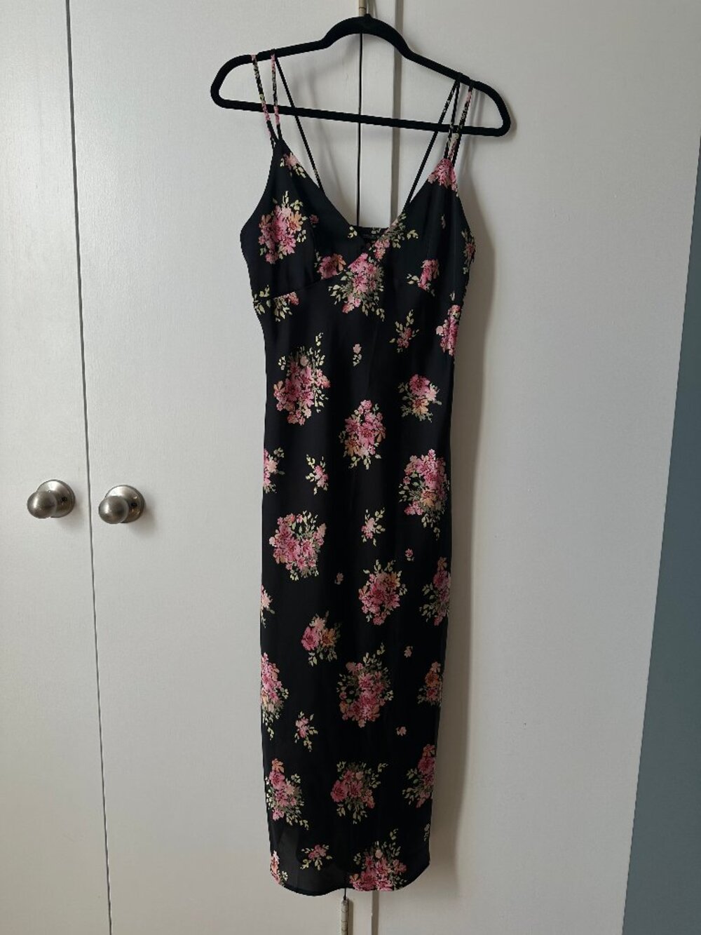 Zara black floral midi dress